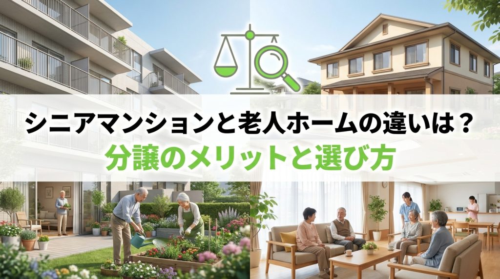 シニアマンションと老人ホームの違いは？分譲のメリットと選び方